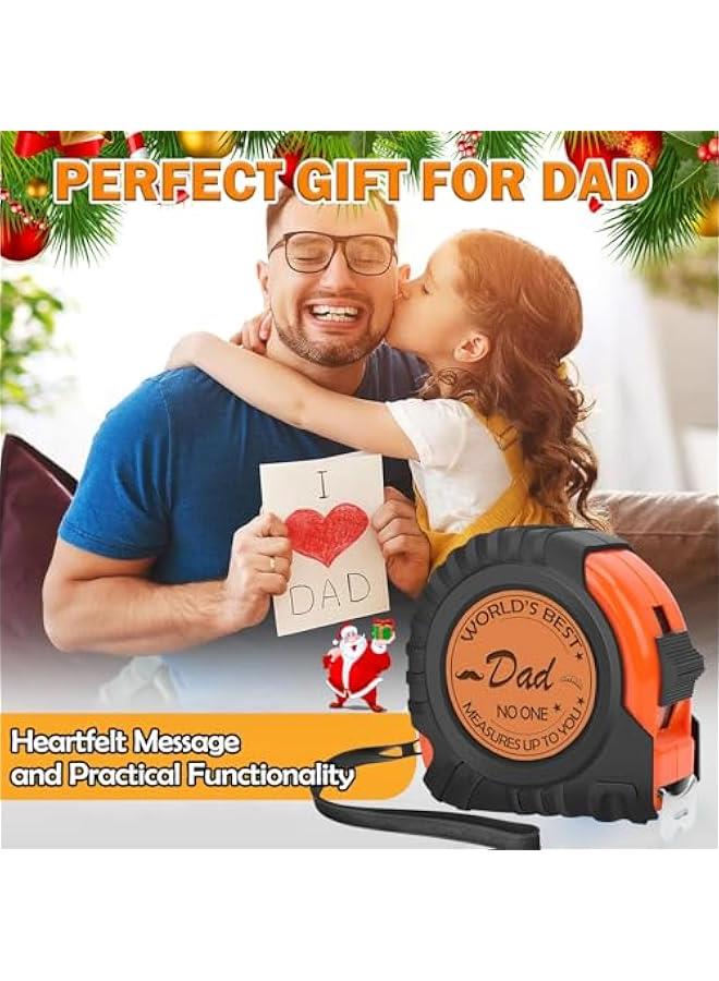 Arabest Father's Dad Gifts, Gifts for Dad from Daughter Son, Tool Gifts for Men Genuine Leather Engraved 25 FT Tape Measure  - Image 2