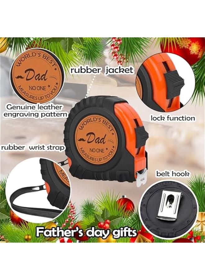 Arabest Father's Dad Gifts, Gifts for Dad from Daughter Son, Tool Gifts for Men Genuine Leather Engraved 25 FT Tape Measure  - Image 3