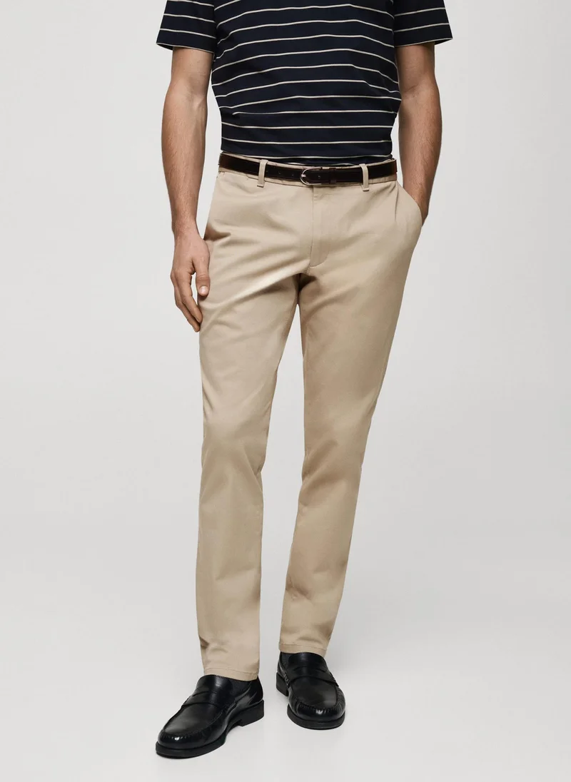 مانجو مان Barna Cropped Tapered Chino Trousers