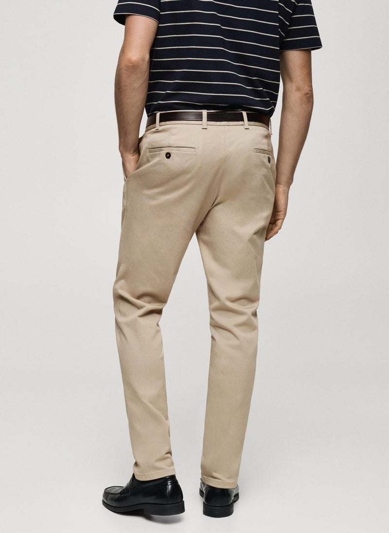 Mango Man Barna Cropped Tapered Chino Trousers  - Image 2