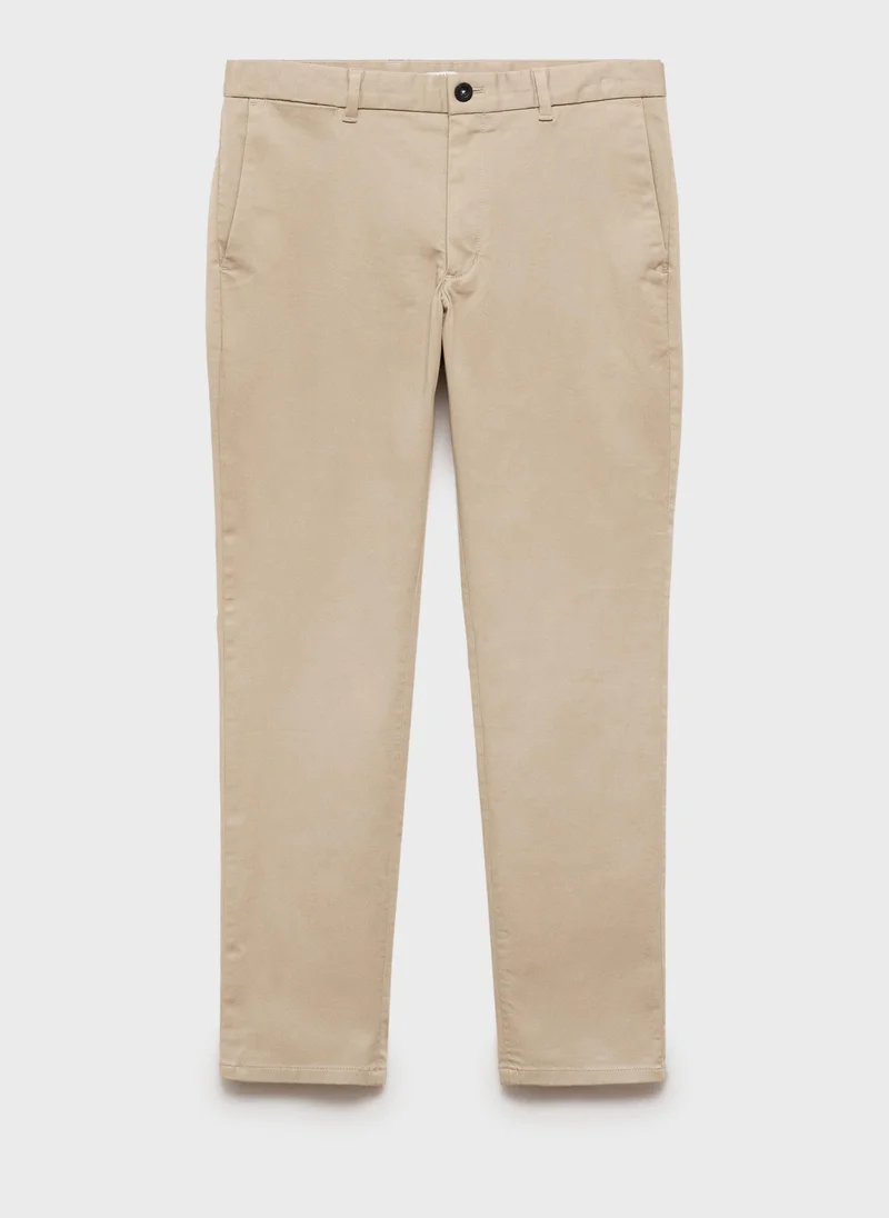 Mango Man Barna Cropped Tapered Chino Trousers