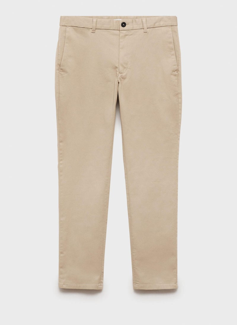 Mango Man Barna Cropped Tapered Chino Trousers  - Image 5