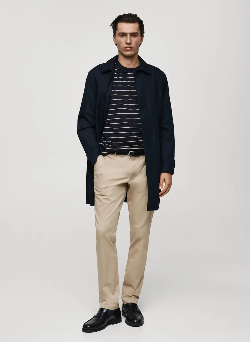 Mango Man Barna Cropped Tapered Chino Trousers