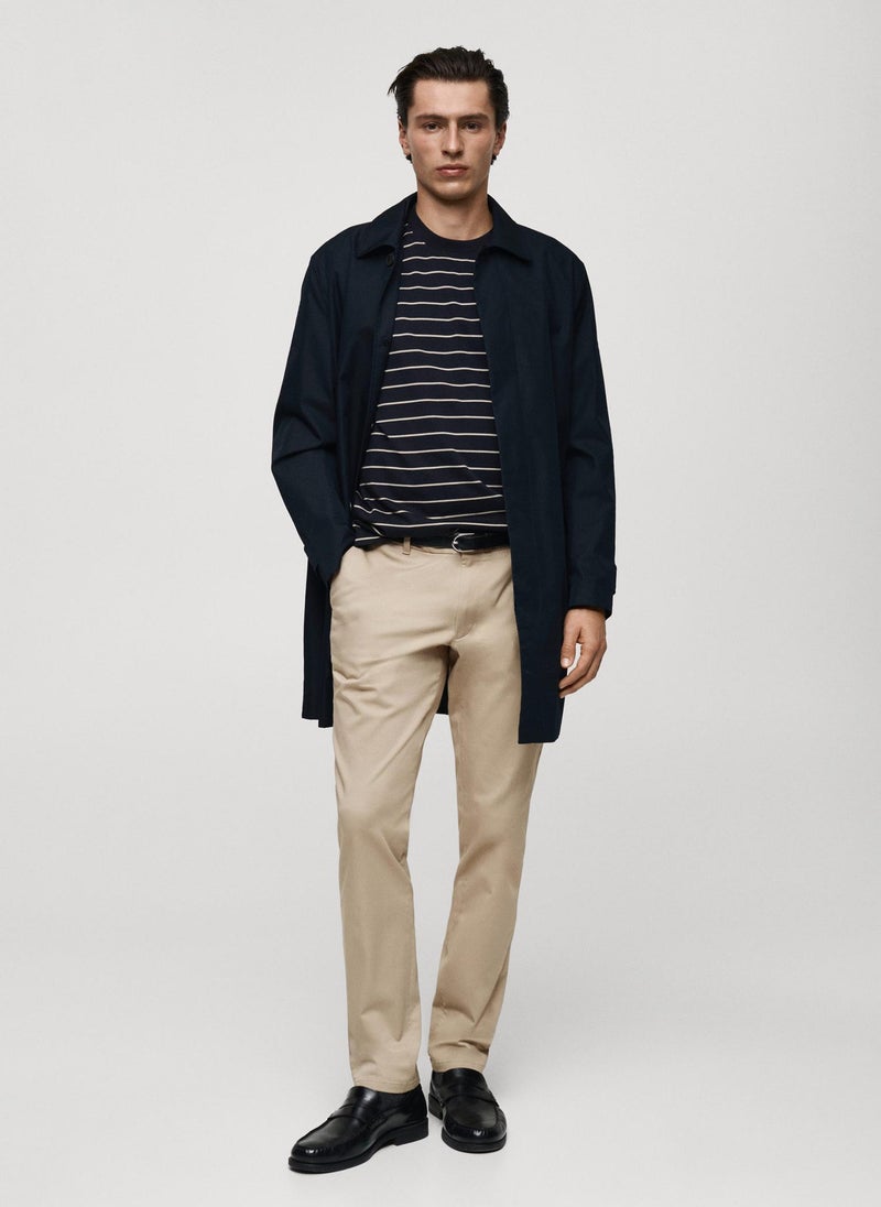 Mango Man Barna Cropped Tapered Chino Trousers  - Image 4