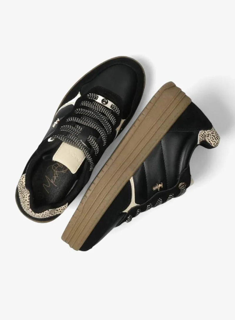 Mexx BLACK Panelled Lace-Up Sneakers for Women | Best Price UAE