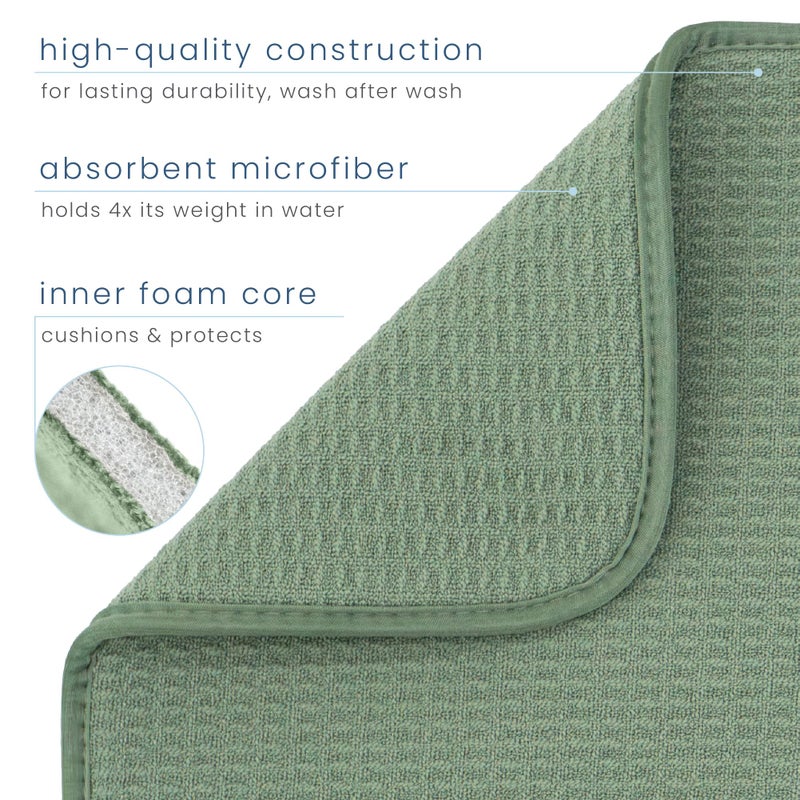 S&T INC. Dish Drying Mat Jumbo, 18â€ x 30â€, Absorbent Microfiber Kitchen Counter Mat, Dish Drying Pad for Dishes, Utensils, Pots and Pans, Jumbo, Sage Green - Image 3