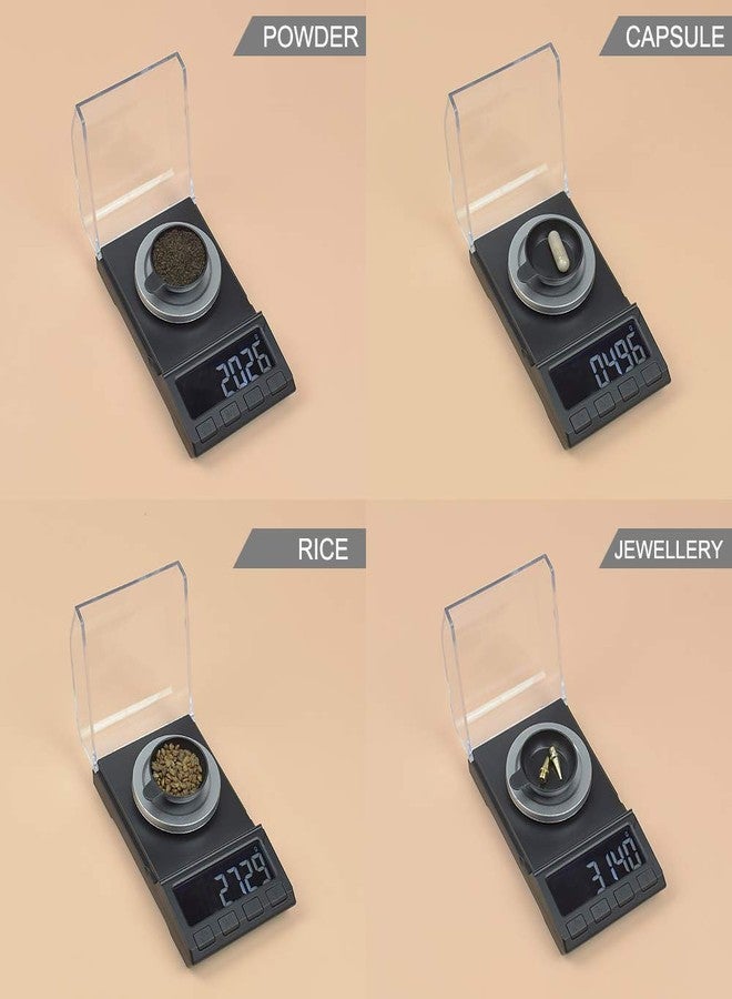 نيواكالوكس ميزان مليغرام مزود بمنفذ USB، ميزان إعادة تعبئة NEWACALOX بدقة 100 × 0.001 غرام، ميزان مسحوق مختبري محمول عالي الدقة متعدد الوظائف مع أوزان معايرة، ملقط، وأحواض وزن، لون أسود - Image 4