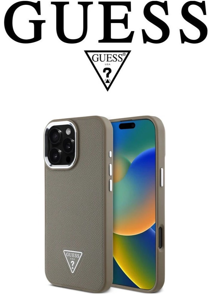 CG MOBILE Back Case for iPhone 16 Pro Max, Supports Magsafe wireless charging, leather and silicone case, French design and original GUESS brand logo, from CG Mobile.  - Image 3