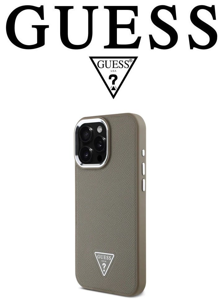 CG MOBILE Back Case for iPhone 16 Pro Max, Supports Magsafe wireless charging, leather and silicone case, French design and original GUESS brand logo, from CG Mobile.  - Image 2