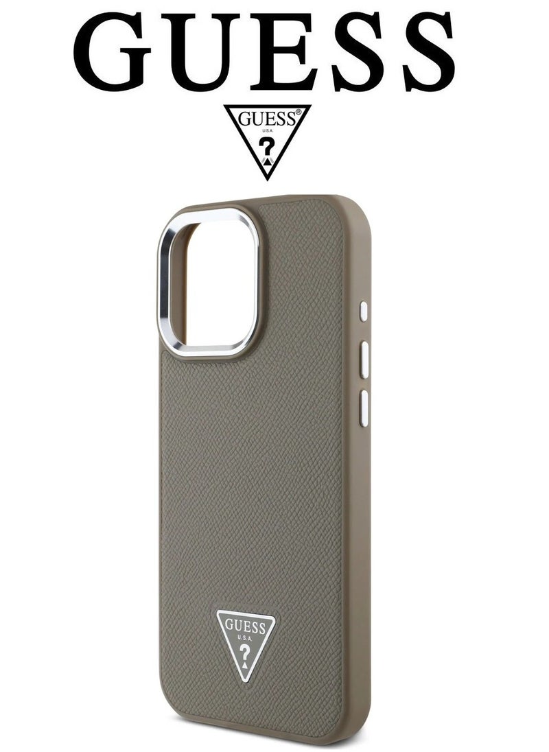 CG MOBILE Back Case for iPhone 16 Pro Max, Supports Magsafe wireless charging, leather and silicone case, French design and original GUESS brand logo, from CG Mobile.  - Image 4