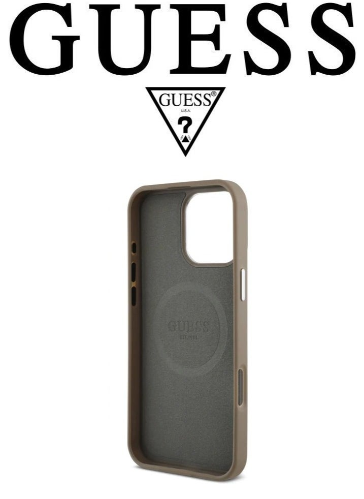 CG MOBILE Back Case for iPhone 16 Pro Max, Supports Magsafe wireless charging, leather and silicone case, French design and original GUESS brand logo, from CG Mobile.  - Image 5