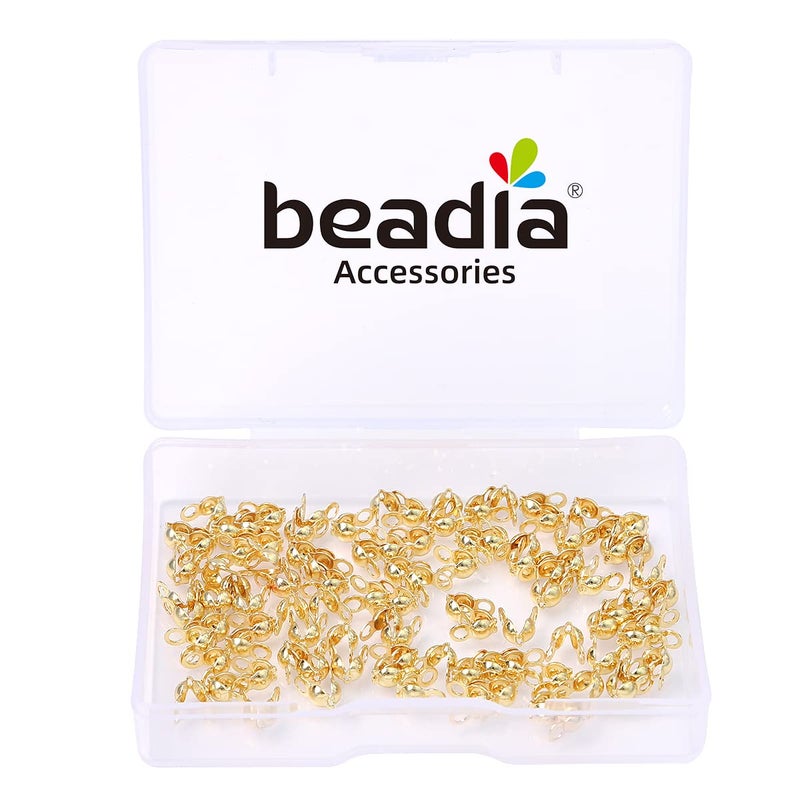 BEADIA 14K Gold Plated End Caps Non Tarnish 3x6mm 200pcs for Jewelry Making Findings - Image 4