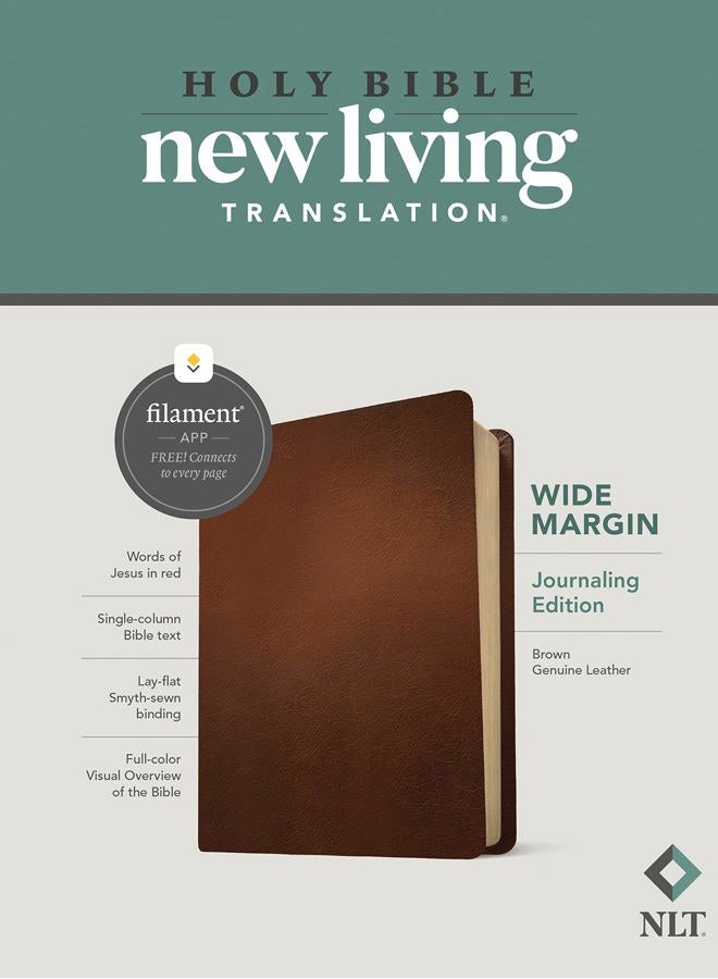 Tyndale NLT Wide Margin Bible, Filament-Enabled Edition (Genuine Leather, Brown, Red Letter) - Image 4