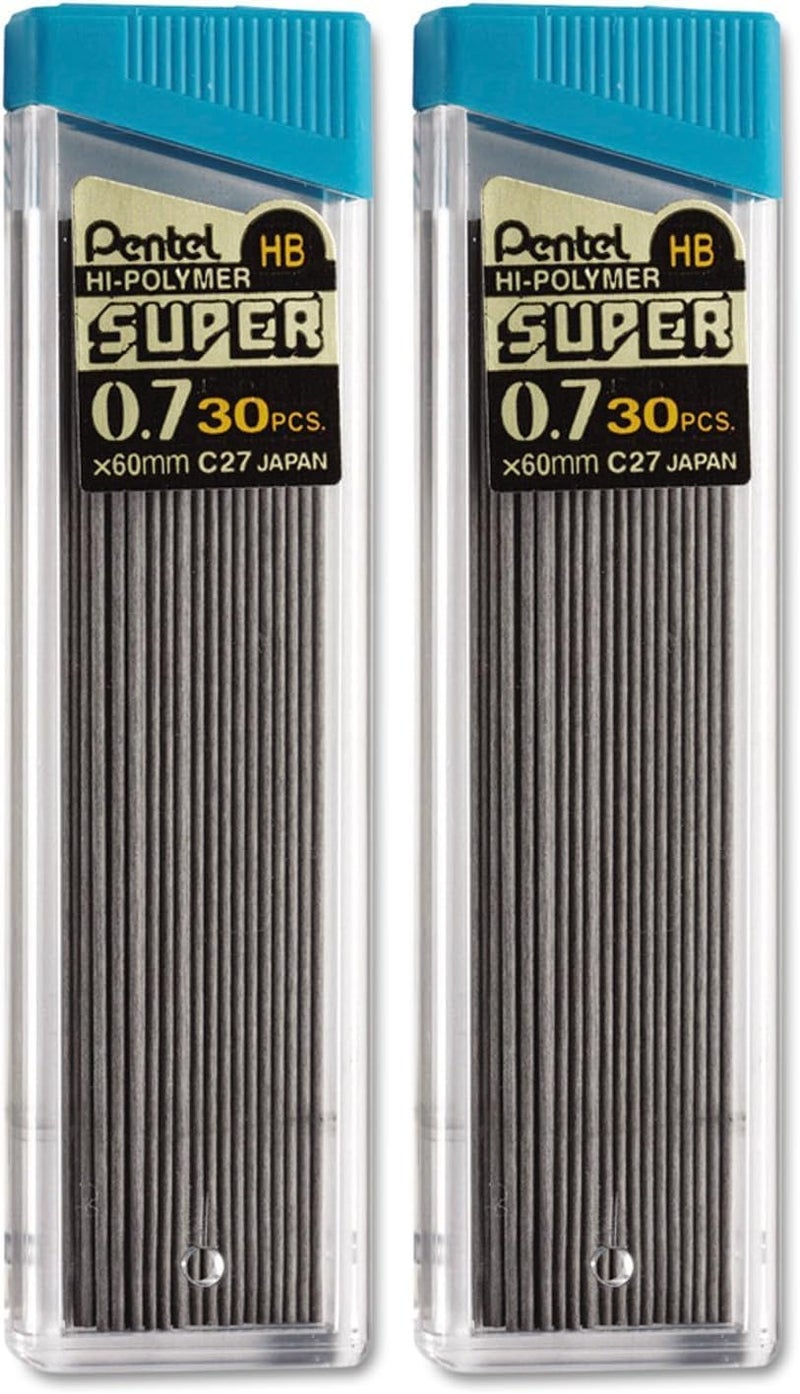 Pentel ® Super Hi-Polymer® Lead Refills, 0.7 mm, HB Hardness, Tube of 30 (Pack of 2) - Image 1