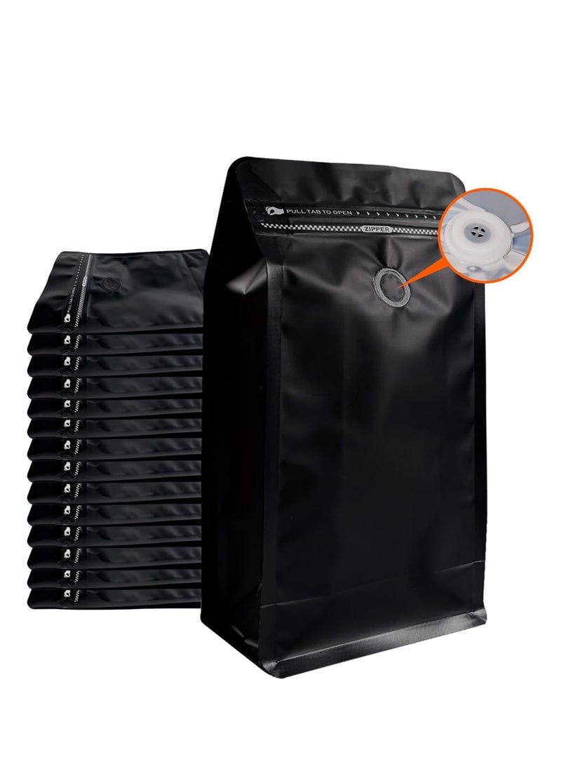 Dovva 25pcs Coffee Storage, Coffee Bags with Valve (8 oz,0.5lb）Black High Barrier Aluminum Foil Flat Bottom Standing Coffee Beans Storage Bags, Reusable Heat Sealable Side Zipper Pouches for Home or Store  - Image 1