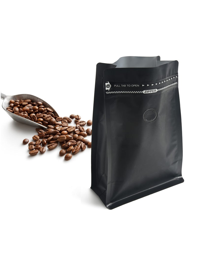 Dovva 25pcs Coffee Storage, Coffee Bags with Valve (8 oz,0.5lb）Black High Barrier Aluminum Foil Flat Bottom Standing Coffee Beans Storage Bags, Reusable Heat Sealable Side Zipper Pouches for Home or Store  - Image 3