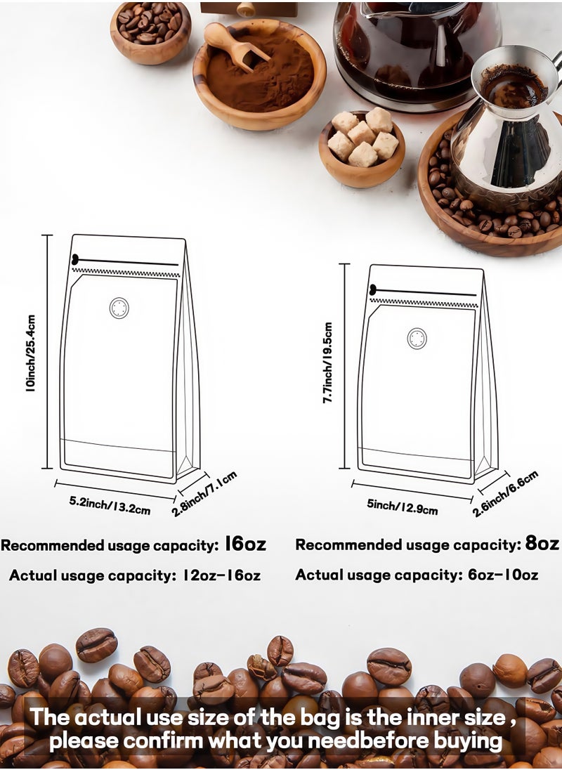 Dovva 25pcs Coffee Storage, Coffee Bags with Valve (8 oz,0.5lb）Black High Barrier Aluminum Foil Flat Bottom Standing Coffee Beans Storage Bags, Reusable Heat Sealable Side Zipper Pouches for Home or Store  - Image 2