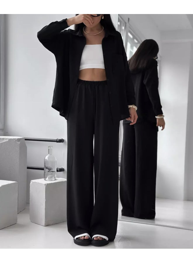 Wild Berries Casual Autumn 2024 Hot Shirt Top Pants Two-piece Suit Women's Cross-border Europe And America 