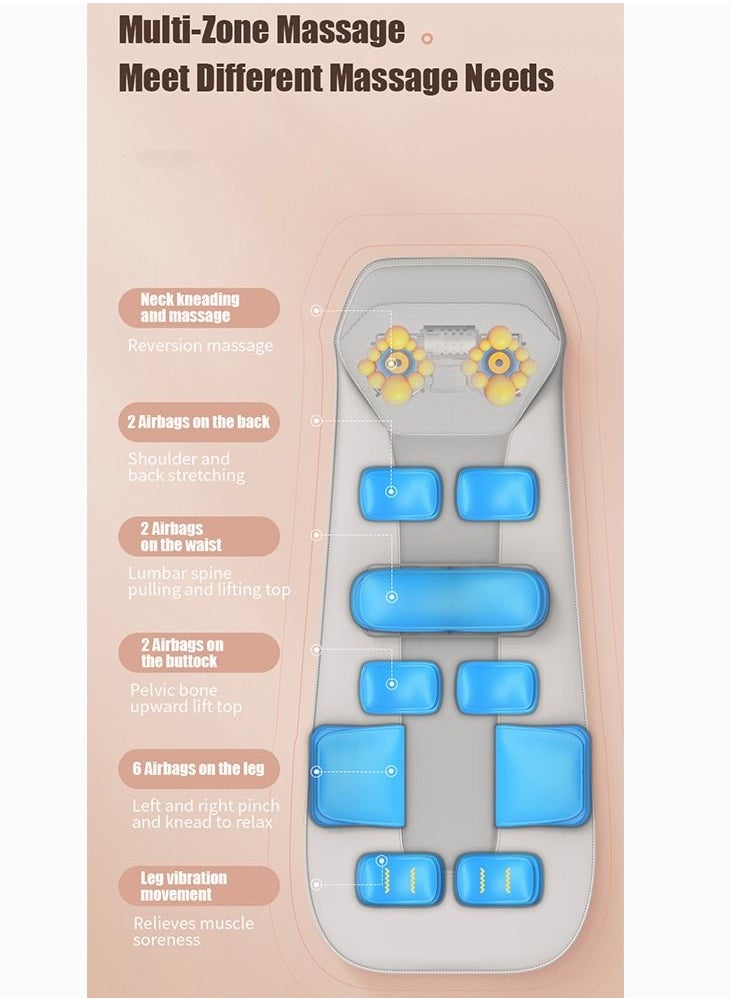 CGY - Massage Mat With 12 airbags Massage Mattress Pad 20 massage heads For Back Pain Relief Full Body Massager For Neck And Back Lumbar Calf Muscle Relaxation Standard - Image 1