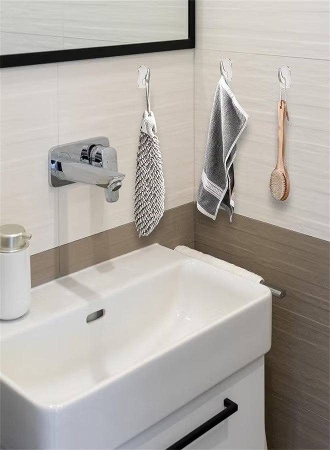 30 Pieces Clear Adhesive Wall Hooks for Hanging, Transparent Reusable Seamless Hooks Small Acrylic Sticky Hangers with Non Marking Sticker for Kitchen Bathroom Bedroom Office (Clear) - Image 3