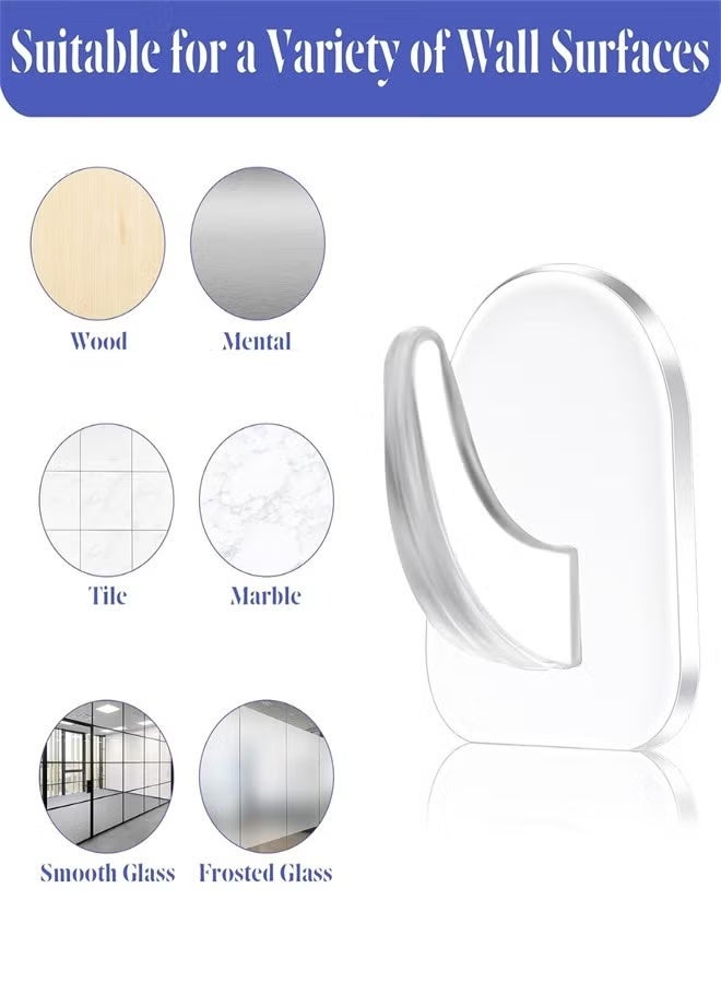 30 Pieces Clear Adhesive Wall Hooks for Hanging, Transparent Reusable Seamless Hooks Small Acrylic Sticky Hangers with Non Marking Sticker for Kitchen Bathroom Bedroom Office (Clear) - Image 4