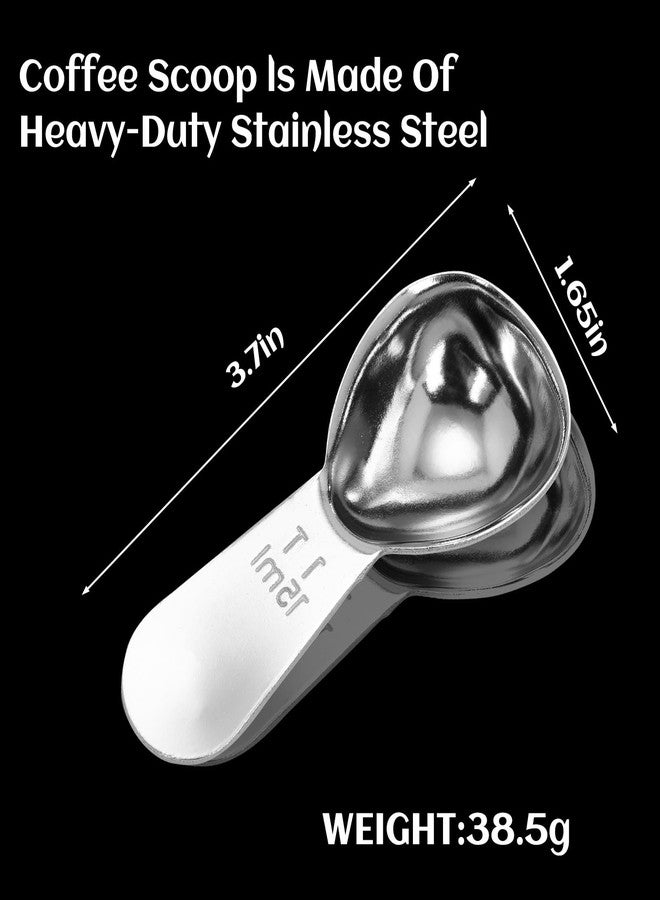 tokerut 2PCS Coffee Scoop, 1 Tablespoon Stainless Steel Measuring Spoon Set for Ground Coffee, Short Handle Design Fits into Canisters, 15ml (1Tbsp) per Scoop - Image 2