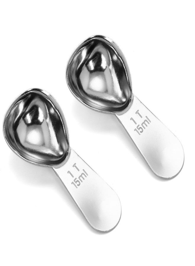 tokerut 2PCS Coffee Scoop, 1 Tablespoon Stainless Steel Measuring Spoon Set for Ground Coffee, Short Handle Design Fits into Canisters, 15ml (1Tbsp) per Scoop - Image 1