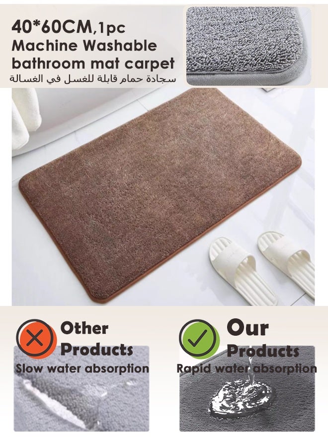 40*60cm Machine Washable bathroom mat carpet, Slow rebound bathroom absorbent floor Rugs, non-slip, super absorbent quick-drying non-slip bottom easy to clean,  Great for bathroom, vanity, vacation home, master bathroom, kids bathroom, guest suite.  - Image 1
