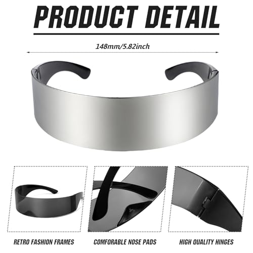 Copkim 12 Pairs 80s Futuristic Cyber Visor Sunglasses Futuristic Shield Sunglasses Glasses Accessories for Costume Cosplay - Image 2