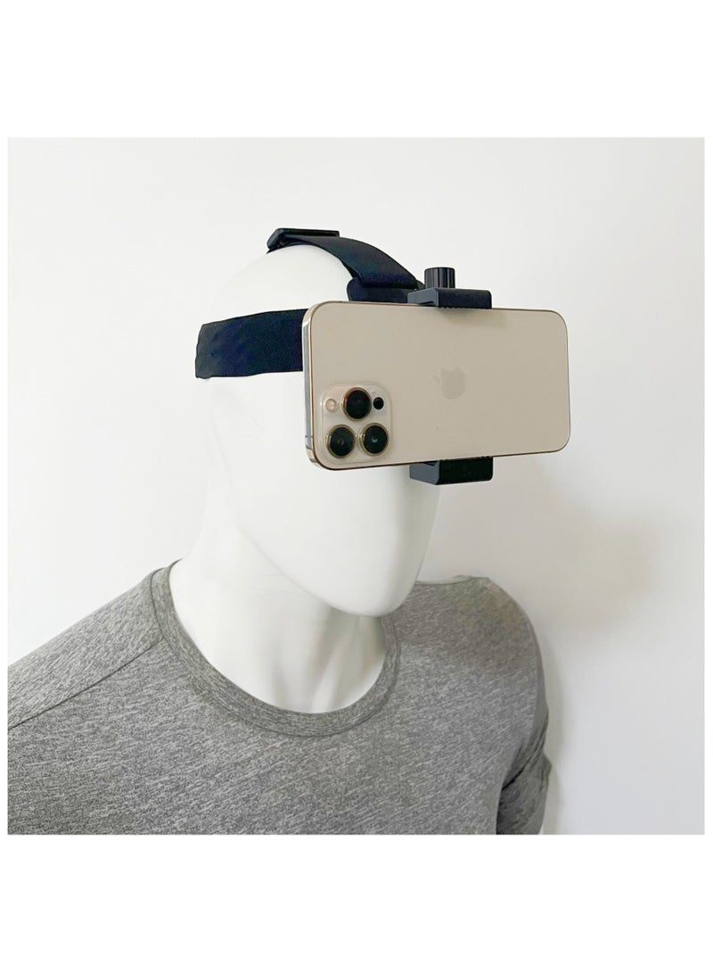 Excefore Head-Mounted Mobile Phone Mount, First-Person View Live Shooting Bracket, Holder for Phone (4"-7"), Head Strap Holder Kit Compatible with iPhone Smartphones and Action Camera  - Image 2