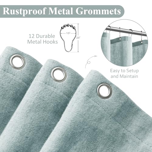Naturoom Blue Linen Shower Curtain, Cloth Textured Fabric Shower Curtain Set with Hooks, Simple Elegant Modern Farmhouse Country Ultra Thick Bath Curtains for Bathroom,Water Repellent,72x72 - Image 5
