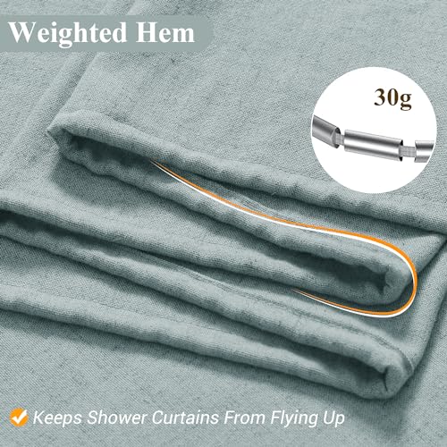 Naturoom Blue Linen Shower Curtain, Cloth Textured Fabric Shower Curtain Set with Hooks, Simple Elegant Modern Farmhouse Country Ultra Thick Bath Curtains for Bathroom,Water Repellent,72x72 - Image 4