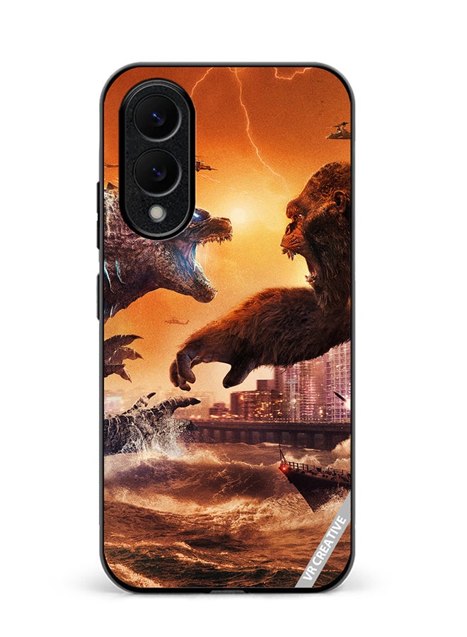 VR CREATIVE Protective Case Cover For Samsung Galaxy S25 Edge Godzilla Vs Kong Design Multicolour