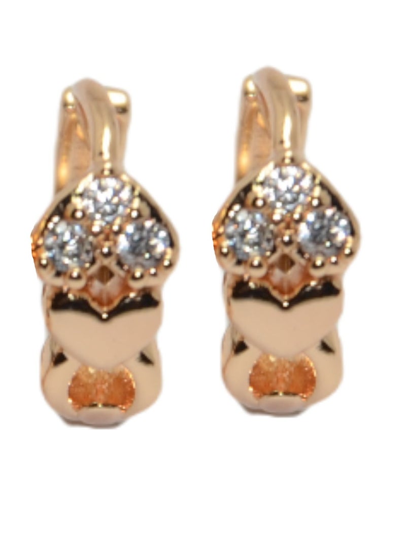 Generic Earrings (Tkahh) With Zircon Lobes For Women - Golden Color  - Image 1
