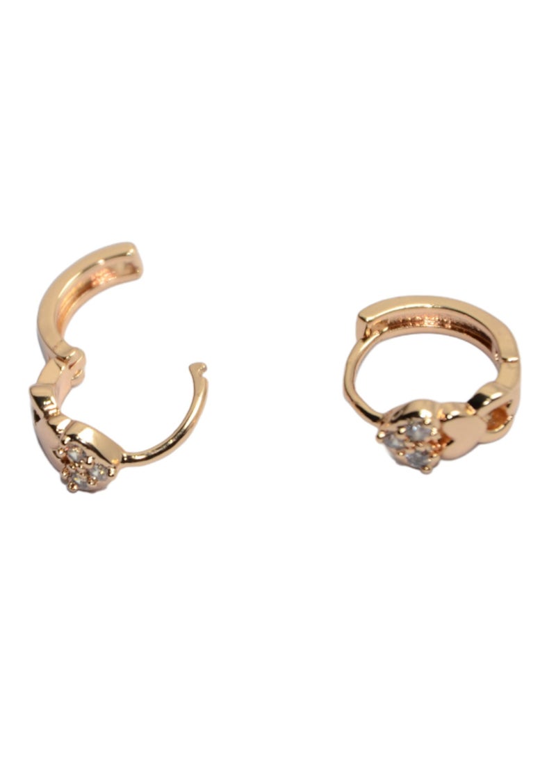 Generic Earrings (Tkahh) With Zircon Lobes For Women - Golden Color  - Image 2
