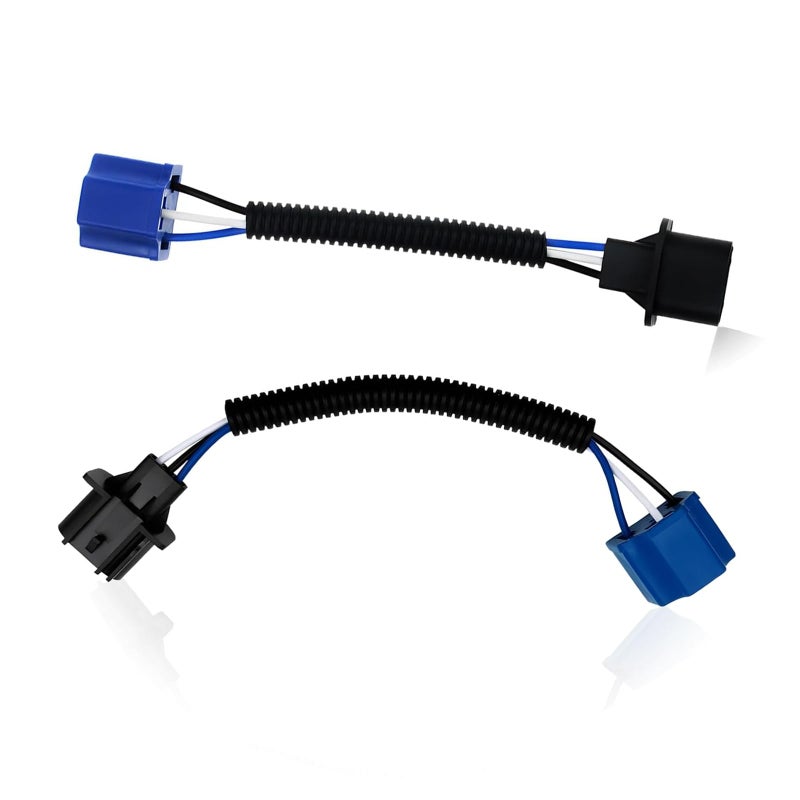 MOXRUQ 2 PCS Car H13 Male to H4 Female Adapter, 9.44" Waterproof Headlight Adapter Connector Wire Harnes, HID to Led Conversion Kit for Headlights Fog Lights, Universal Wire Harnes for Cars (Black) - Image 1