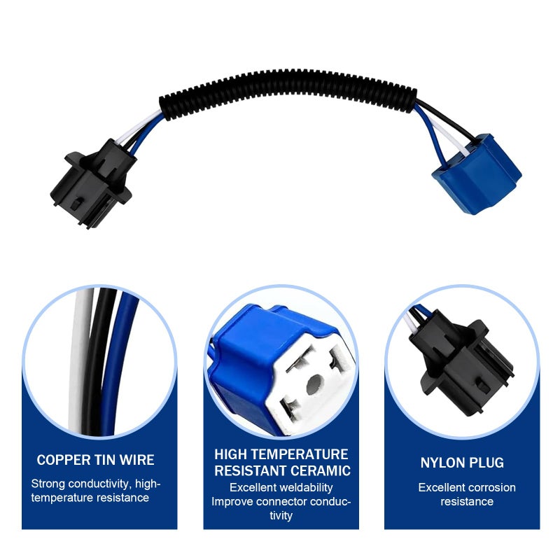 MOXRUQ 2 PCS Car H13 Male to H4 Female Adapter, 9.44" Waterproof Headlight Adapter Connector Wire Harnes, HID to Led Conversion Kit for Headlights Fog Lights, Universal Wire Harnes for Cars (Black) - Image 3