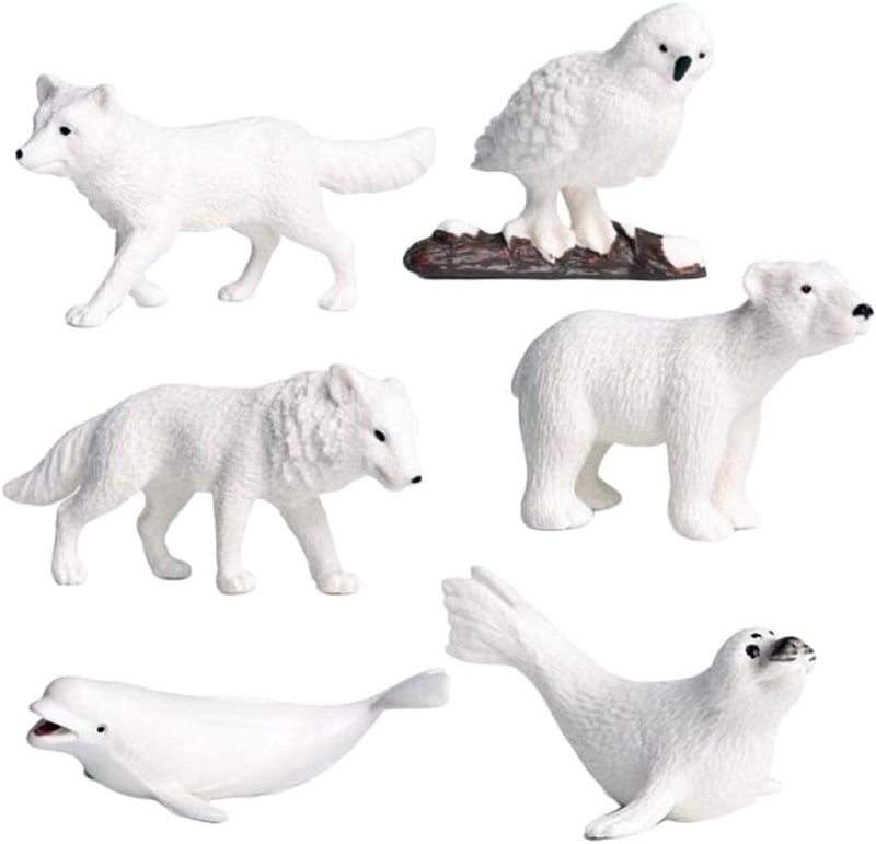 كلاراكو لعبة مجسمات حيوانات القطب الشمالي للأطفال بعمر 3 سنوات، مجسمات حيوانات بلاستيكية واقعية ولطيفة، لوازم تزيين الكيك لمشاريع العلوم وحفلات الأطفال - Image 1