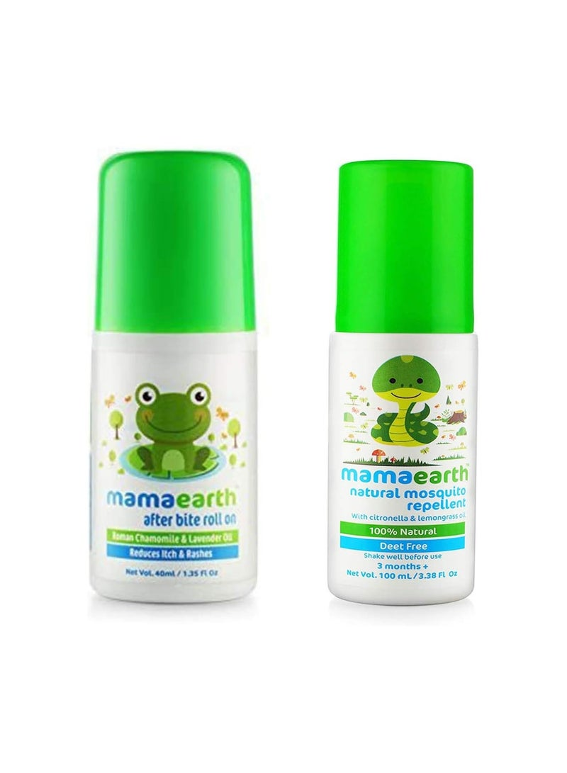 Mama Earth Mamaearth After Bite Roll On, 40ml Mosquito Repellent Spray, 100ml, Pack of 2  - Image 1