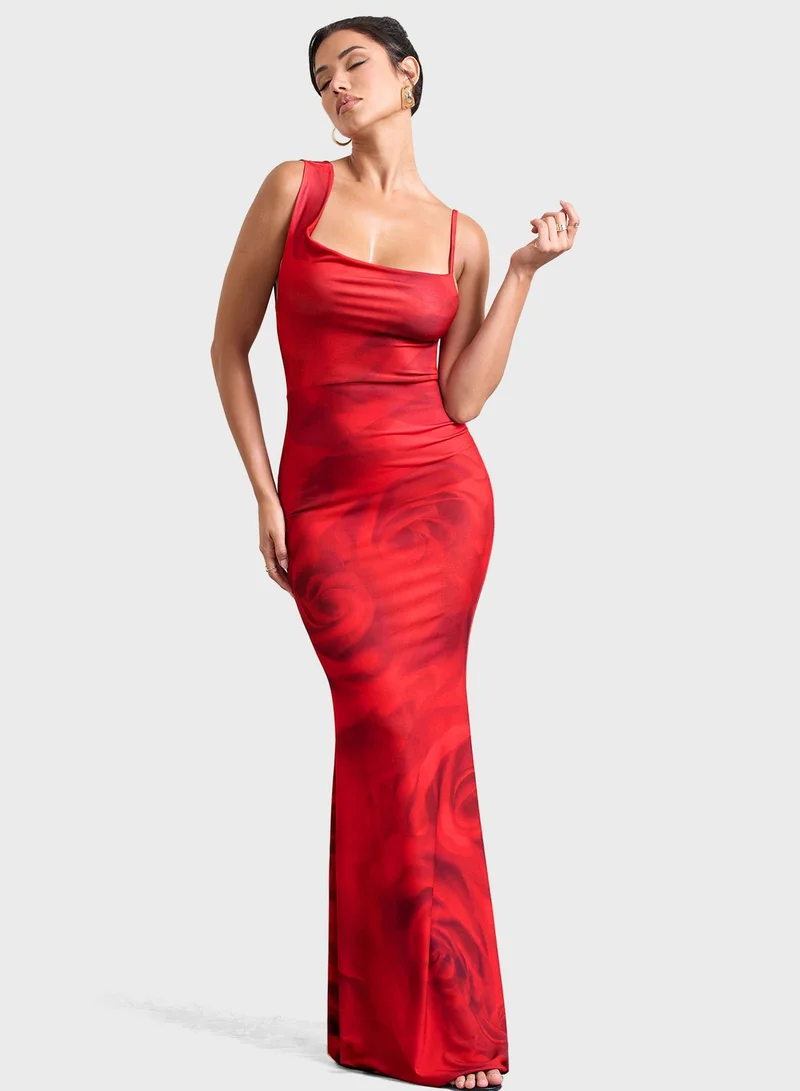 Club L London One Shoulder Asymmetrical Dress
