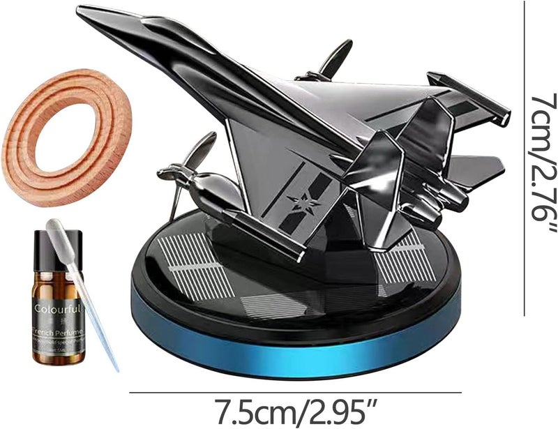 cheekyglo Solar Aircraft Car Aromatherapy Decor with Essential Oil, Solar Energy Rotating Helicopter Design Aromatherapy Diffuser Car Air Freshener Essential Oil Diffuser for Car Office Home - Image 3
