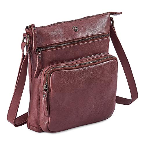 Cochoa Crossbody Bags for Women Real Leather Purse Handmade Vintage Crossover Shoulder Pocketbook (Oxblood Washed Vintage) - Image 1