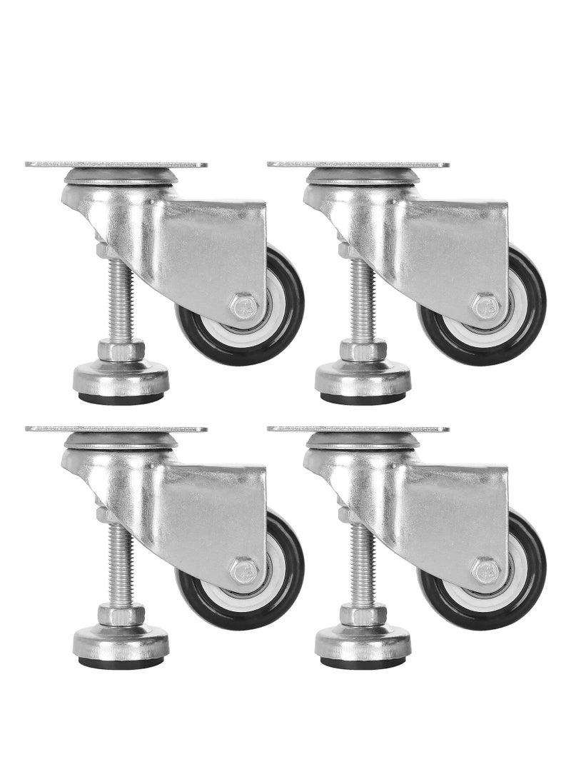 Swivel Leveling Castors, 4 Pcs Leveling Machine Caster Set with 50mm Retractable Wheels for Industrial Use - Workbenches, Trolleys, and More (66kg Capacity) - Image 1