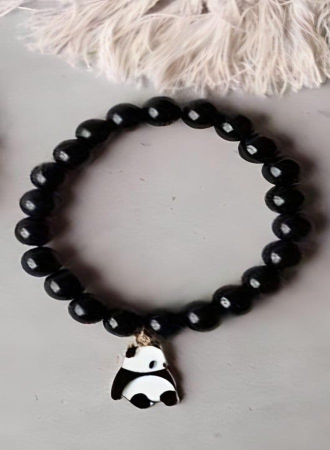 SUPER SOFTENER SUPERSOFTNER Bracelets 2Pcs Love Heart Matching Panda Beads Bracelet Set Adjustable Bracelets for Men Women Couples Friends Gift Friendship - (Pack of 2) - Image 4