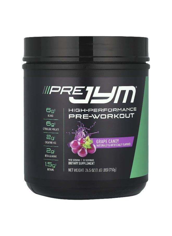 JYM Supplement Science - JYM Supplement Science, Pre JYM®, High Performance Pre-Workout, Grape Candy, 1.65 lbs (750 g) - Image 1