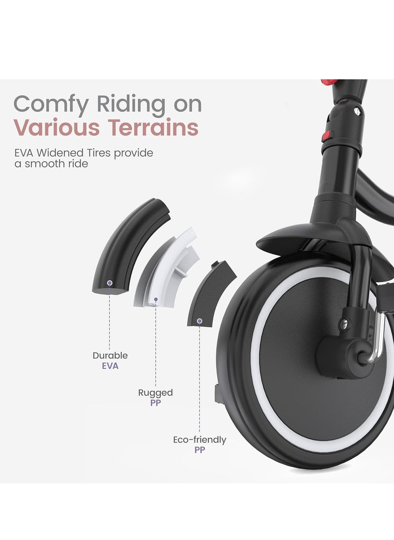 BAYBEE - Foldable 2 in 1 Tricycle for Kids Baby Smart Plug & Play Kids Tricycle Cycle with Rear Storage Basket & 3 Wheels Tricycle Bicycle Baby Tricycle Cycle for Kids 2 to 5 Years Boy Girl Black - Image 1