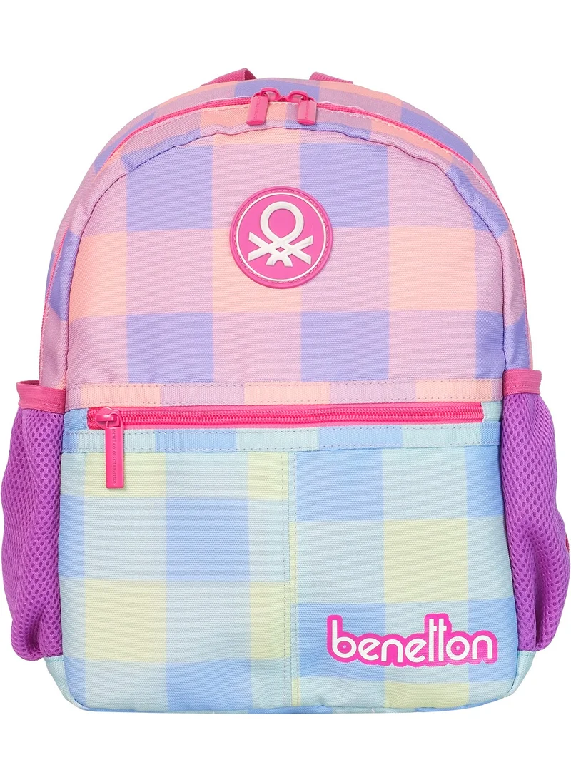 UNITED COLORS OF BENETTON . Plaid Pattern Girl Kindergarten Bag