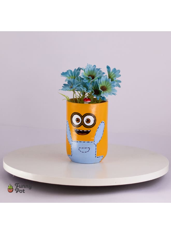 Handnade artificial plant pot - orange - 18*10 cm