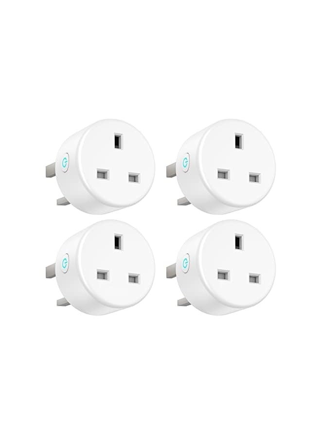 erorex Smart Plug 13A with Energy Monitor, Programmable Alexa Plug with Timer, Voice APP Remote Control, Compatible with Alexa and Google Home, 2.4GHz Wifi Only 4PCS  - Image 1