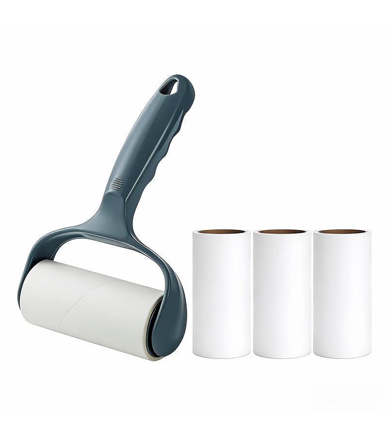 Gray Flat Adhesive Lint Rollers 3 Rolls Replacement Paper for Sofa Desk Chair Pet Hair Remover T Handle - Image 1